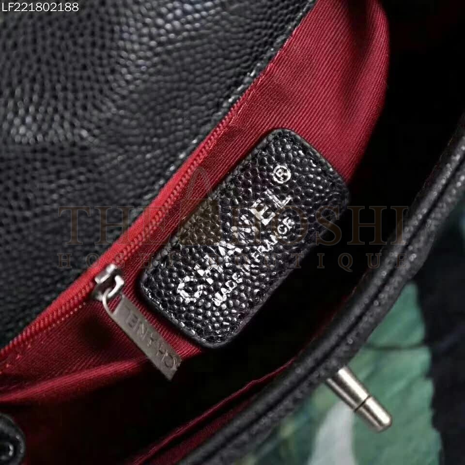 Ch**el Coco Caviar Lizard Quilted Mini Flap Bag with Top-Handle-Black Master Quality