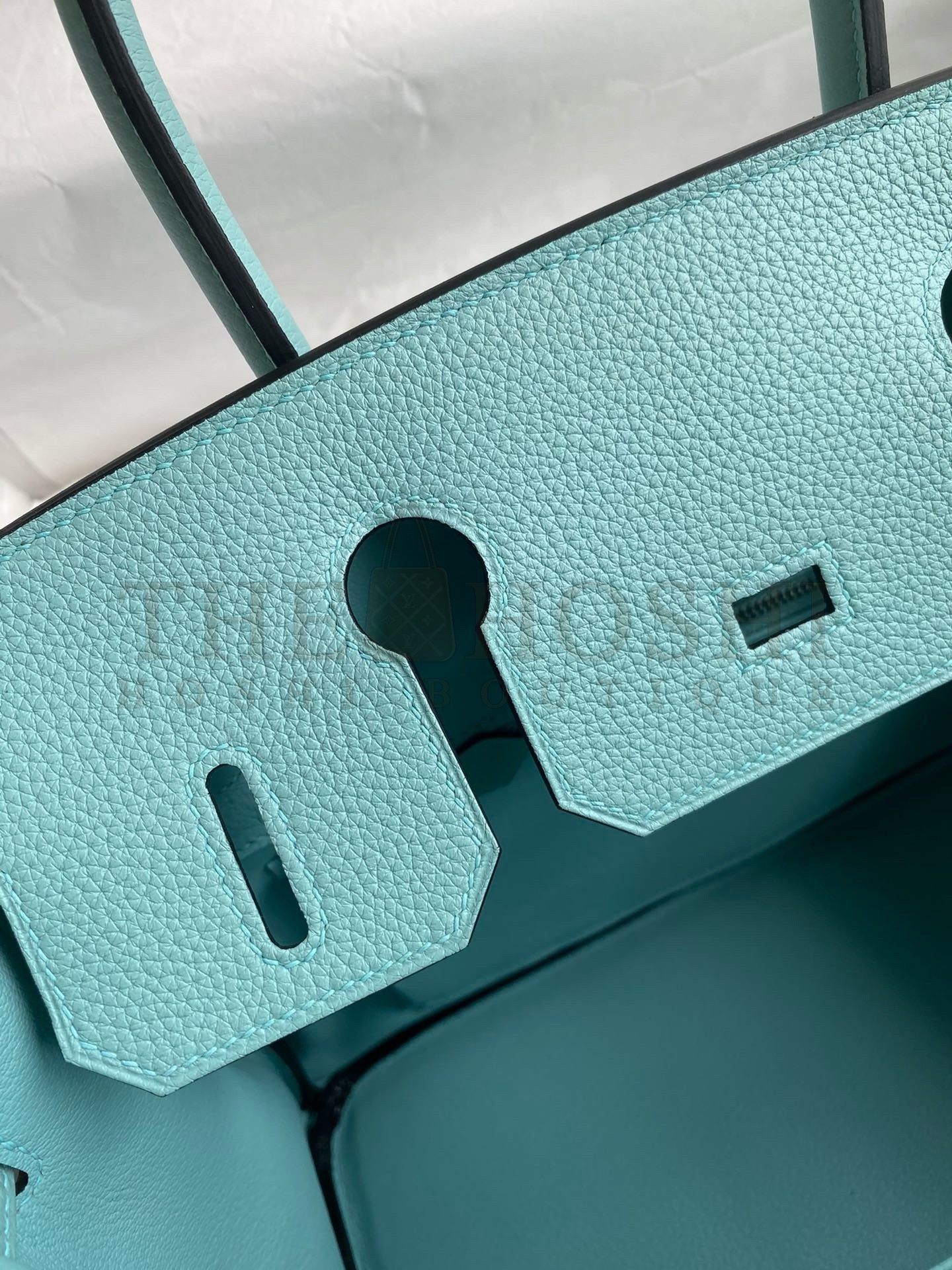 H**me5 Birkin 30 Retourne Handmade Bag In Blue Atoll Clemence Leather Master Quality