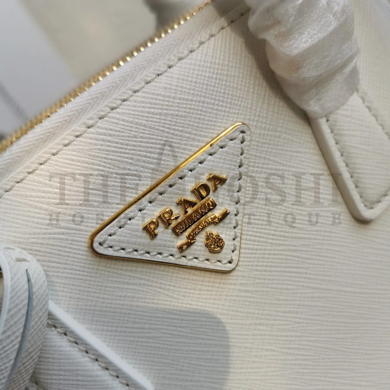 Pra*a Mini Galleria Bag In White Saffiano Leather Master Quality