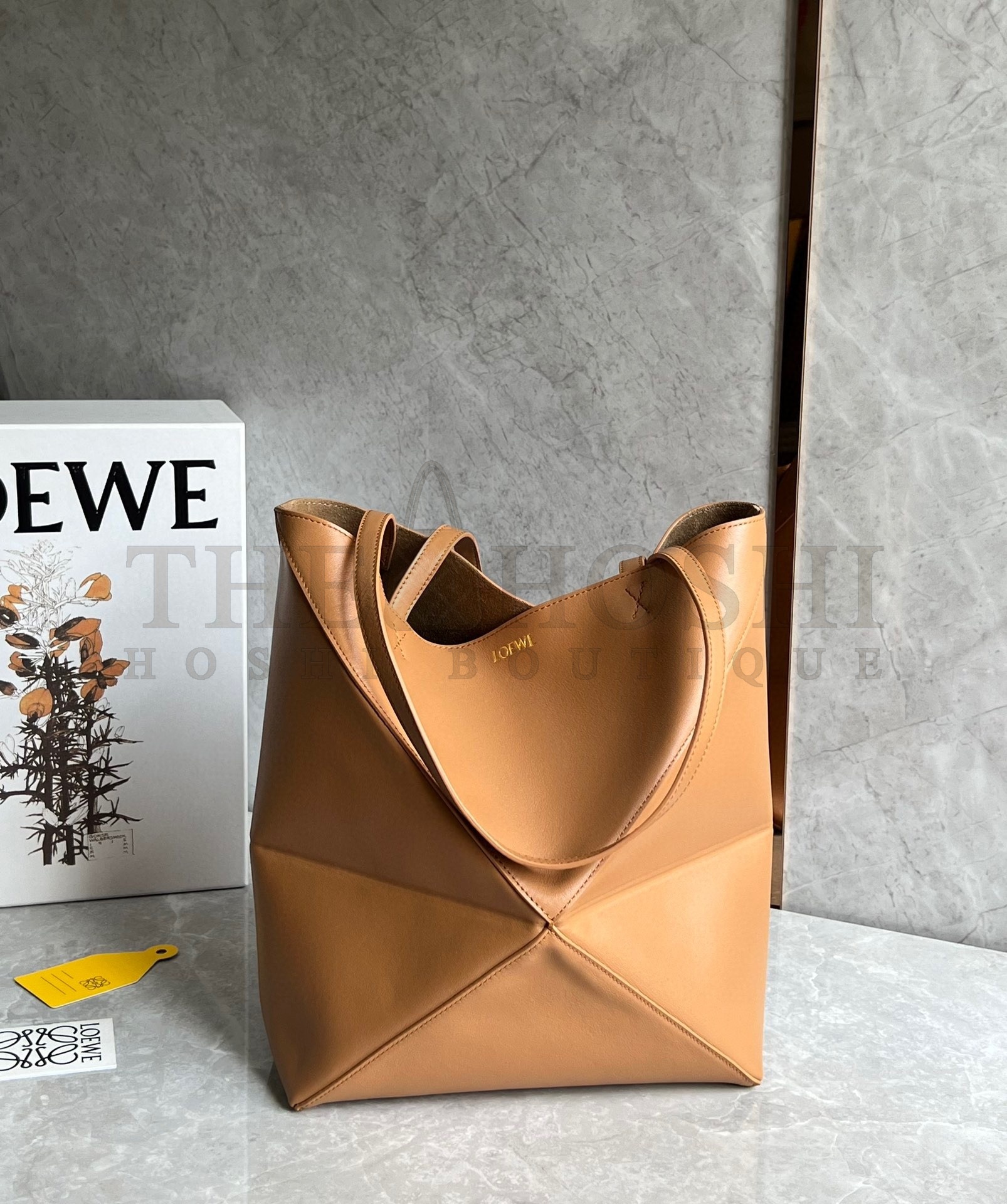 L0ew* Medium Puzzle Fold Tote Bag in Tan Calfskin Master Quality