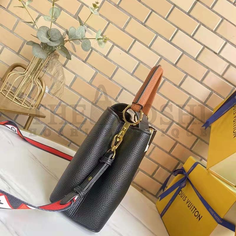 L0vis Vvtt0n LV Women Capucines MM Handbag Noir Black Rouge Taurillon Leather Master Quality