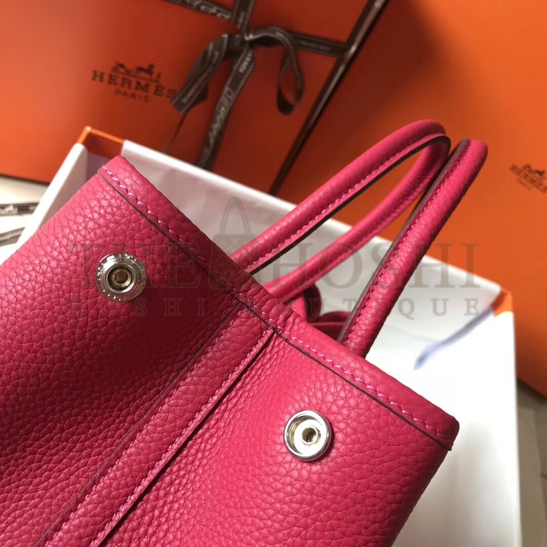 H**me5 Garden Party 30 Bag In Rose Red Clemence Leather Master Quality