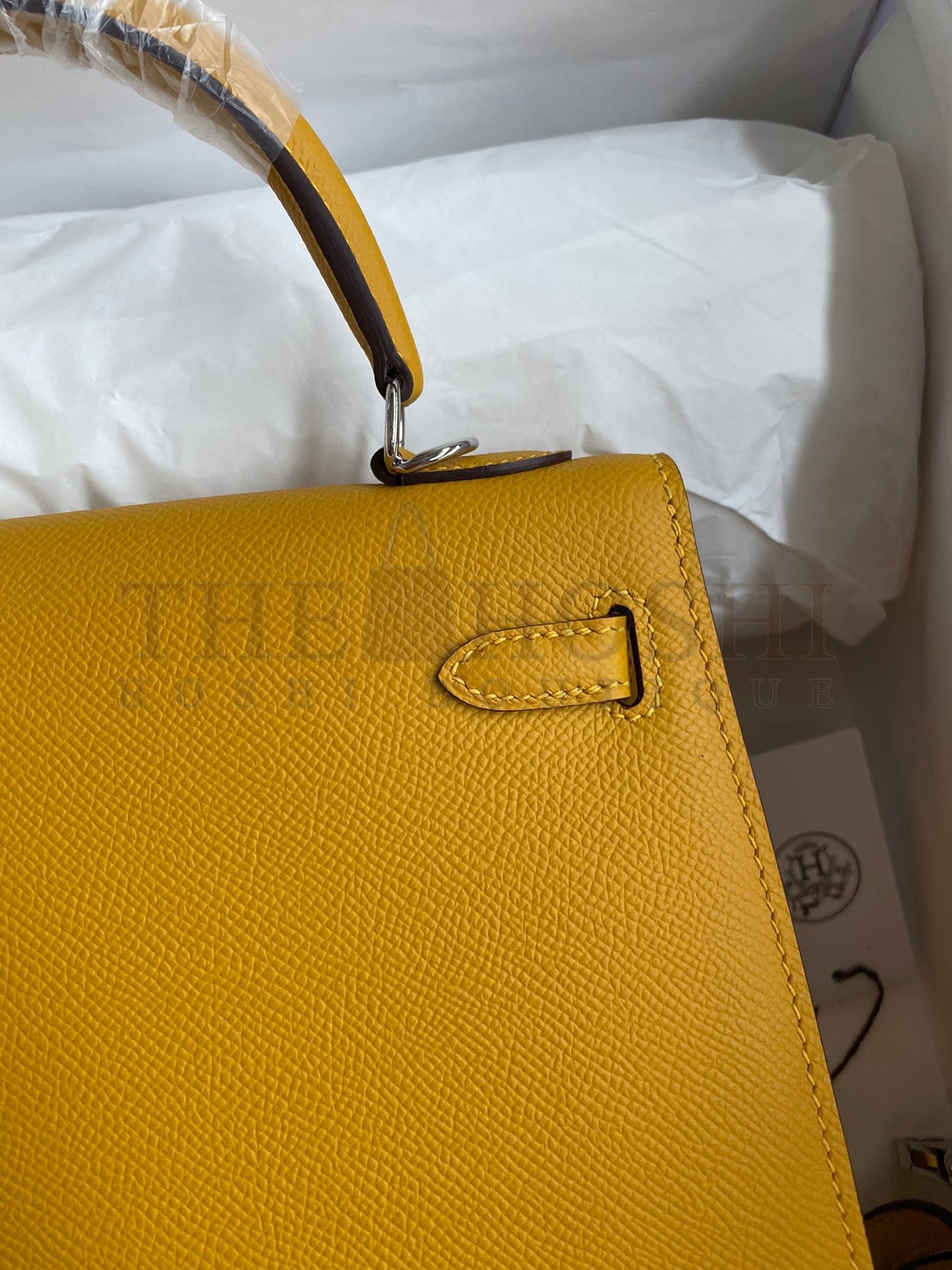 H**me5 Epsom Kelly 25cm Sellier Handmade Yellow Bag Master Quality
