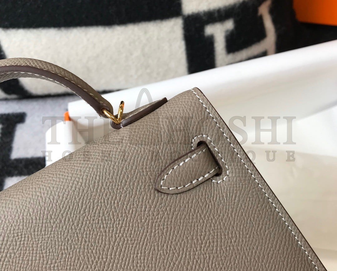 H**me5 Kelly Mini II Sellier Bag In Gris Asphalt Epsom Leather Master Quality