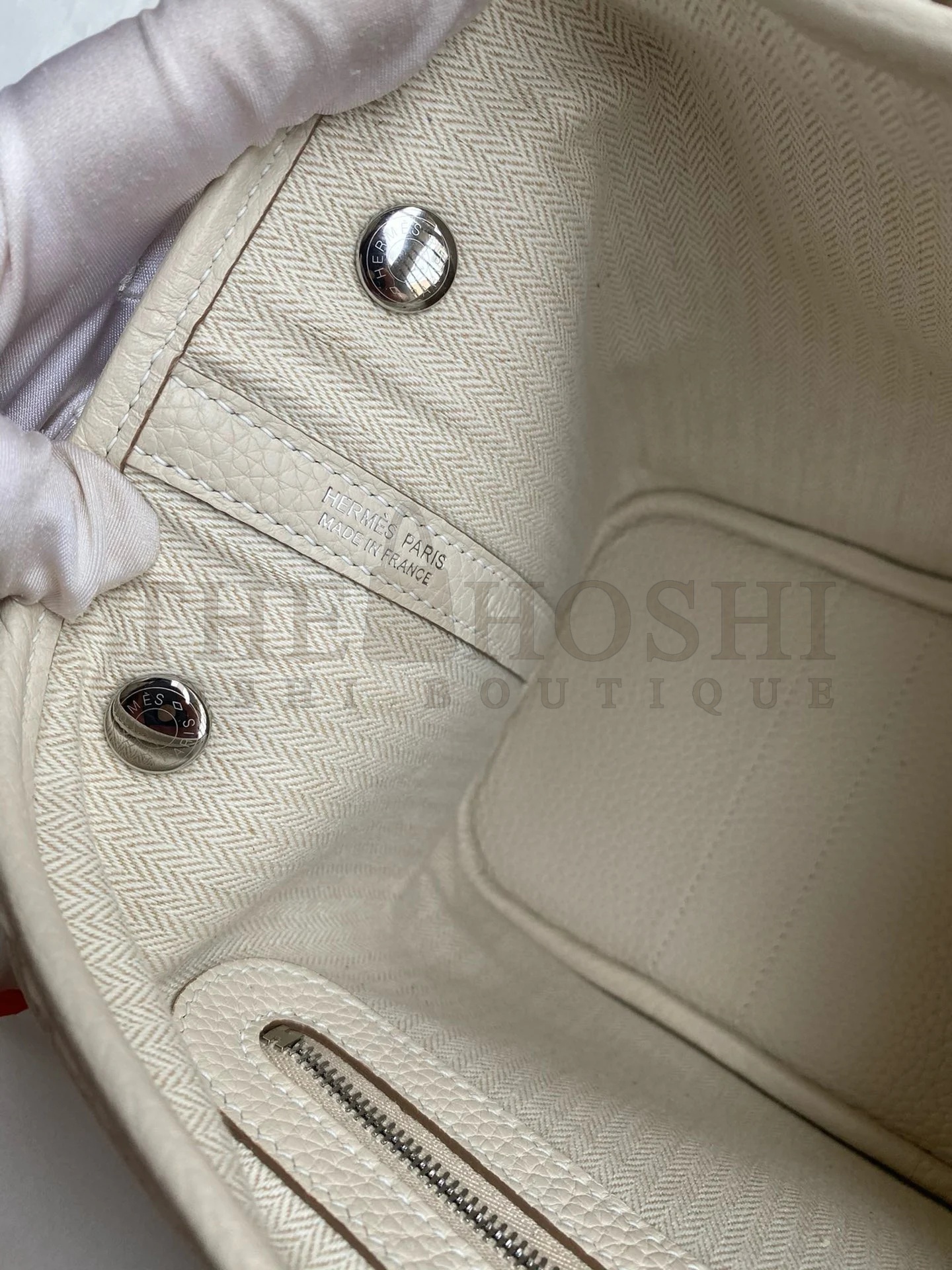 H**me5 Garden Party 30 Handmade Bag in Craie Clemence Leather Master Quality