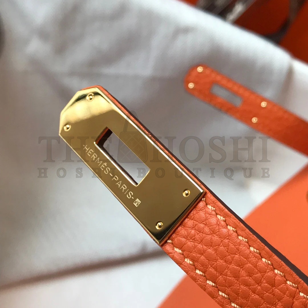 H**me5 Kelly 32cm Retourne Bag in Orange Clemence Leather GHW Master Quality