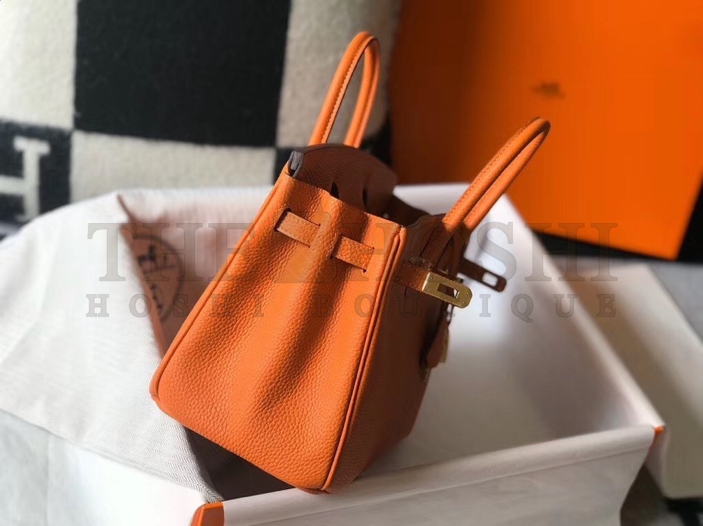 H**me5 Birkin 25cm Bag In Orange Clemence Leather Master Quality