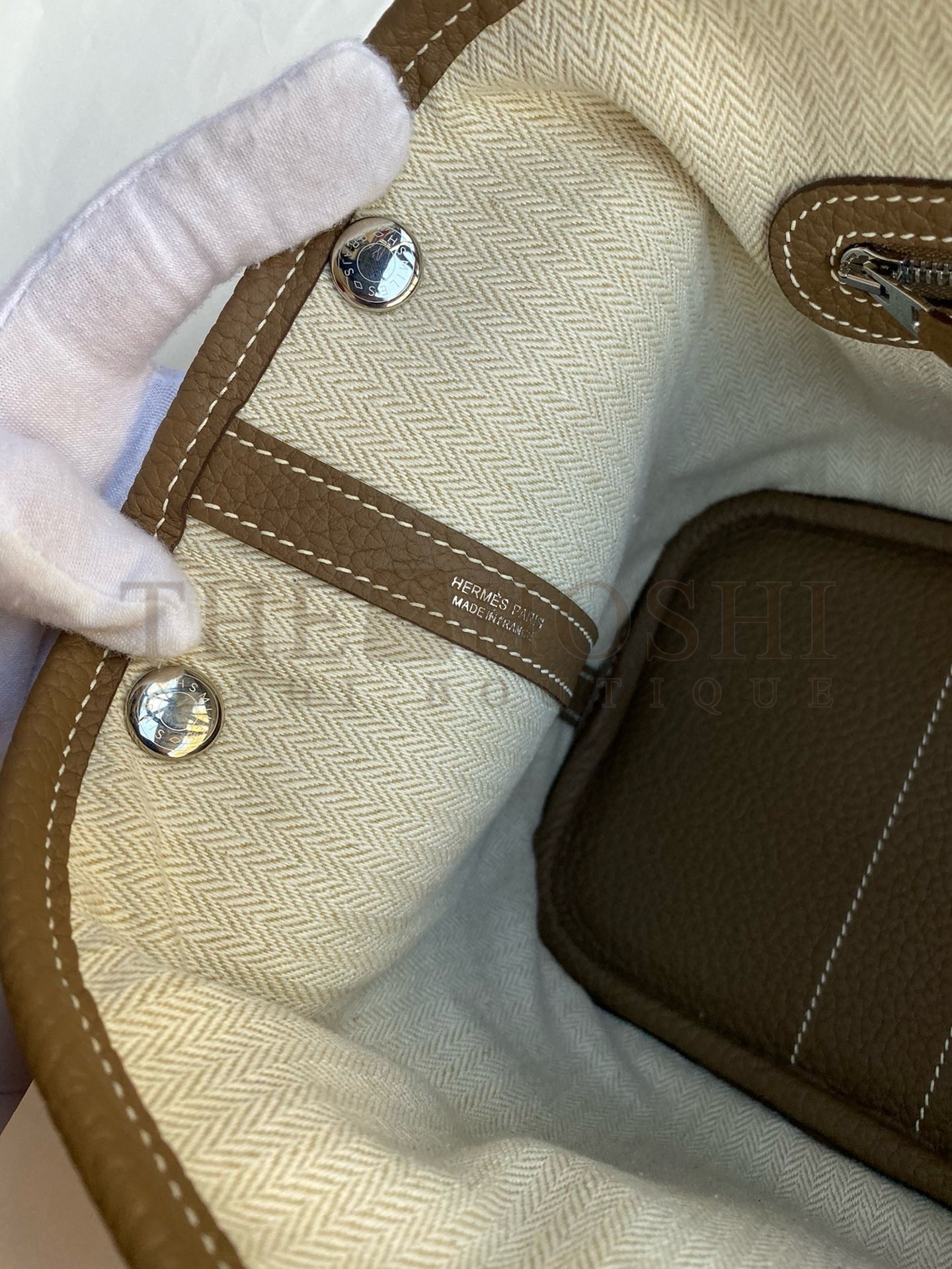 H**me5 Garden Party 30 Handmade Bag in Taupe Negonda Leather Master Quality