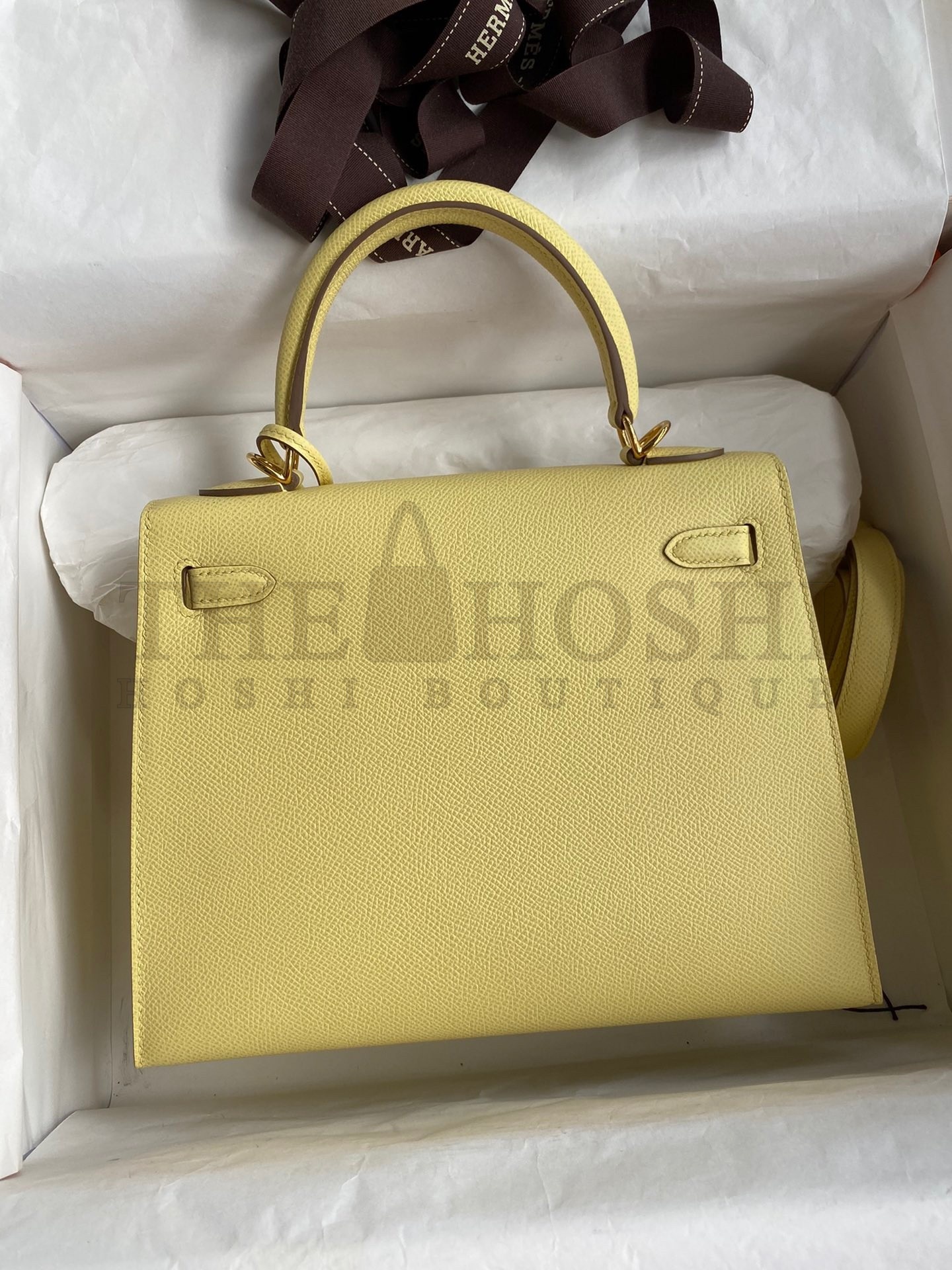 H**me5 Epsom Kelly 25cm Sellier Handmade Jaune Poussin Bag Master Quality