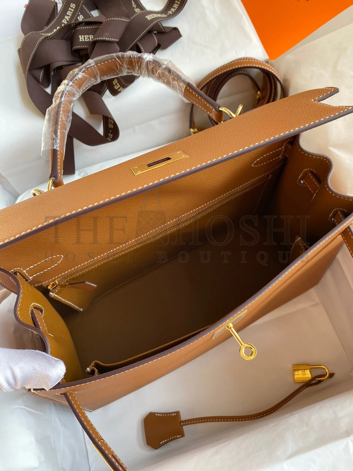 H**me5 Kelly Sellier 32 Handmade Bag In Gold Epsom Calfskin Master Quality