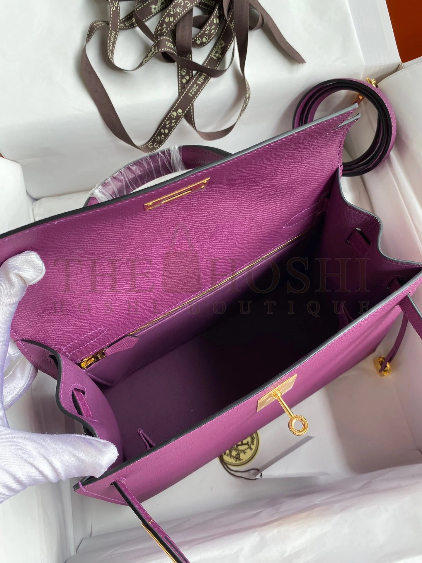 H**me5 Kelly Sellier 28 Handmade Bag In Anemone Epsom Calfskin Master Quality