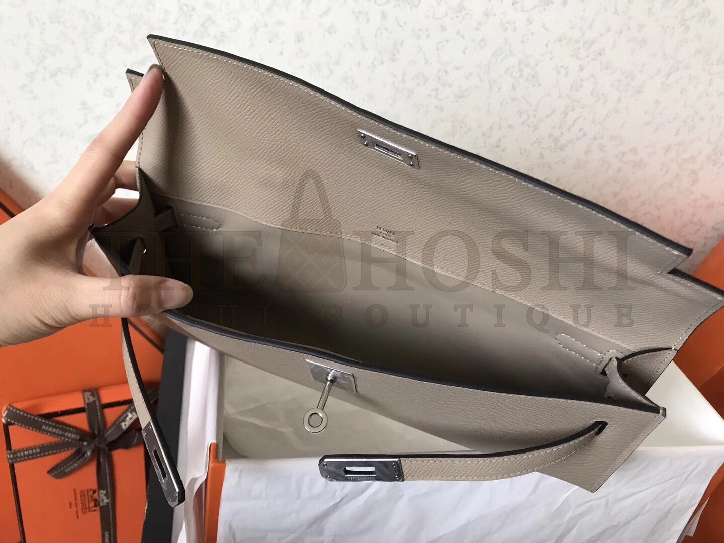 H**me5 Grey  Epsom Kelly Cut Handmade Bag Master Quality