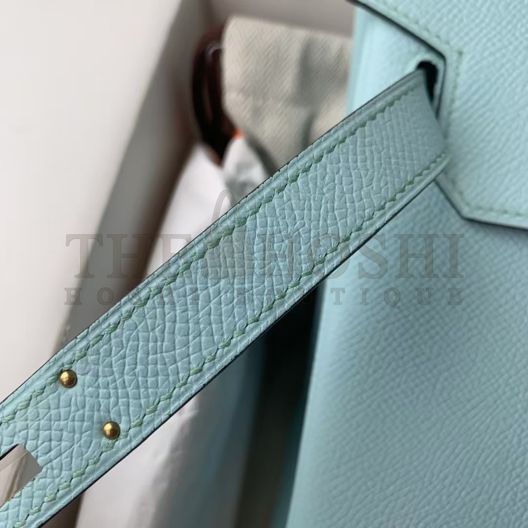 H**me5 Birkin 35 Retourne Handmade Bag In Blue Atoll Epsom Calfskin Master Quality