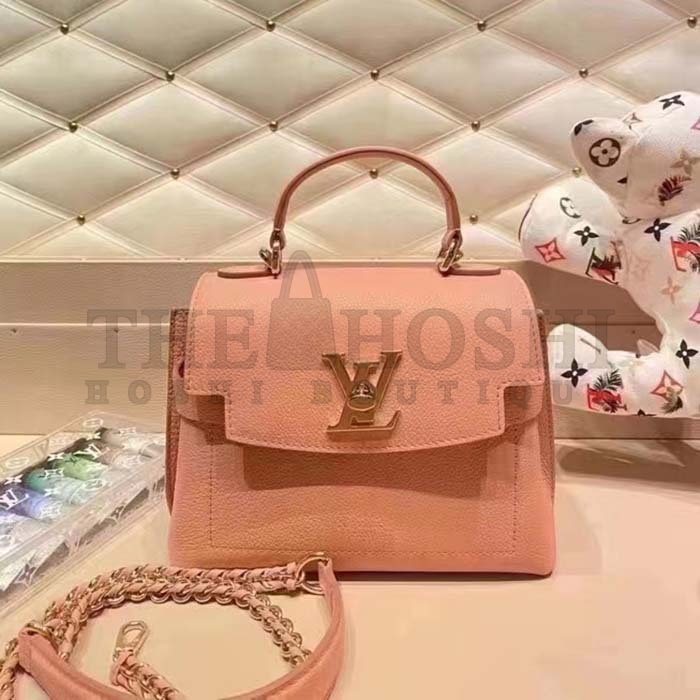 L0vis Vvtt0n LV Women Lockme Ever Mini Handbag Pink Grained Calf Leather Master Quality