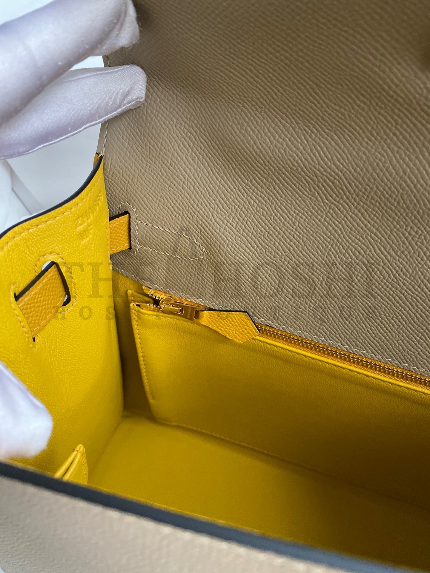 H**me5 Kelly Sellier 28 Bicolor Bag in Trench and Yellow Epsom Calfskin Master Quality