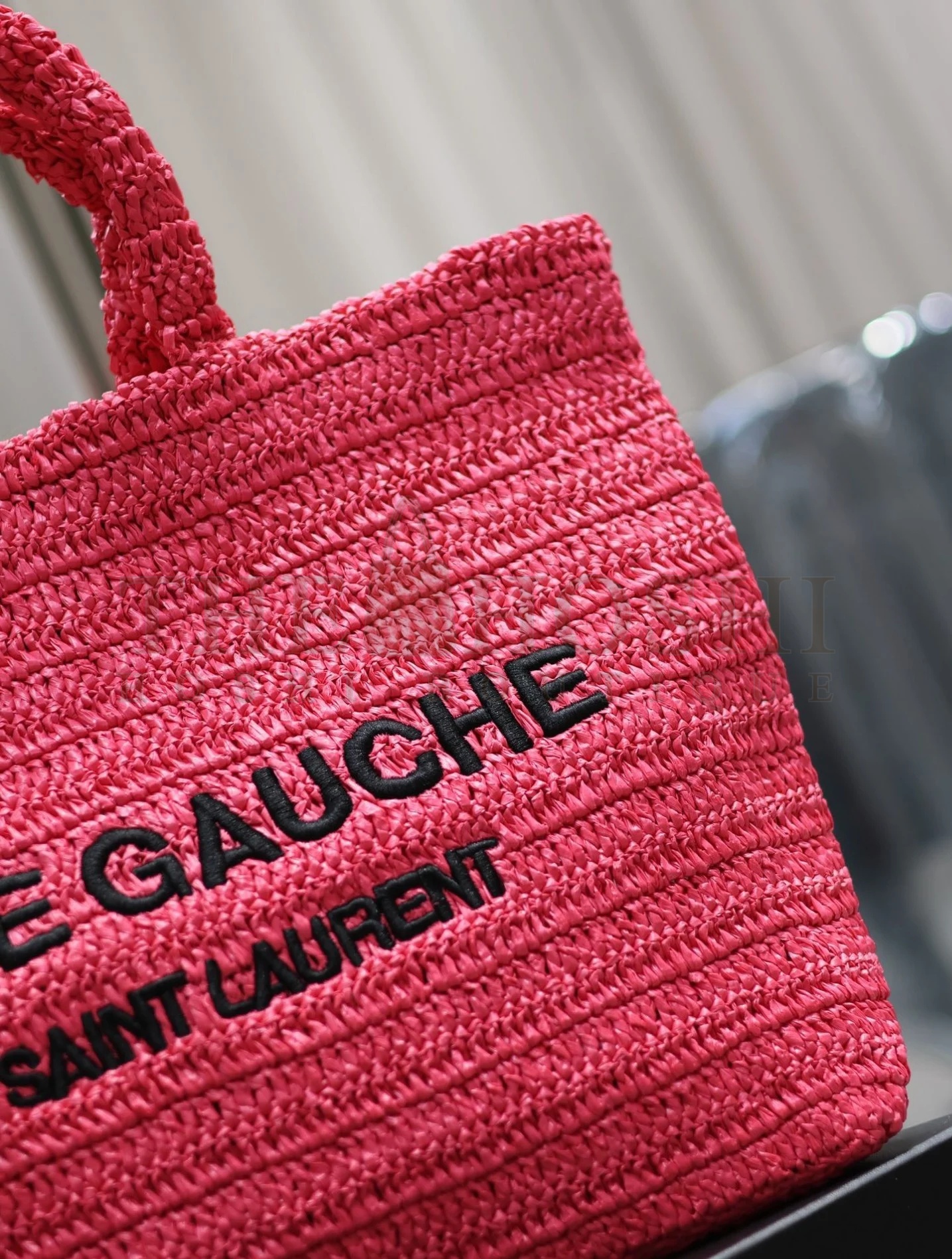 Sa1nt Lau*nt Rive Gauche Tote Bag in Neon Pink Raffia Crochet Master Quality