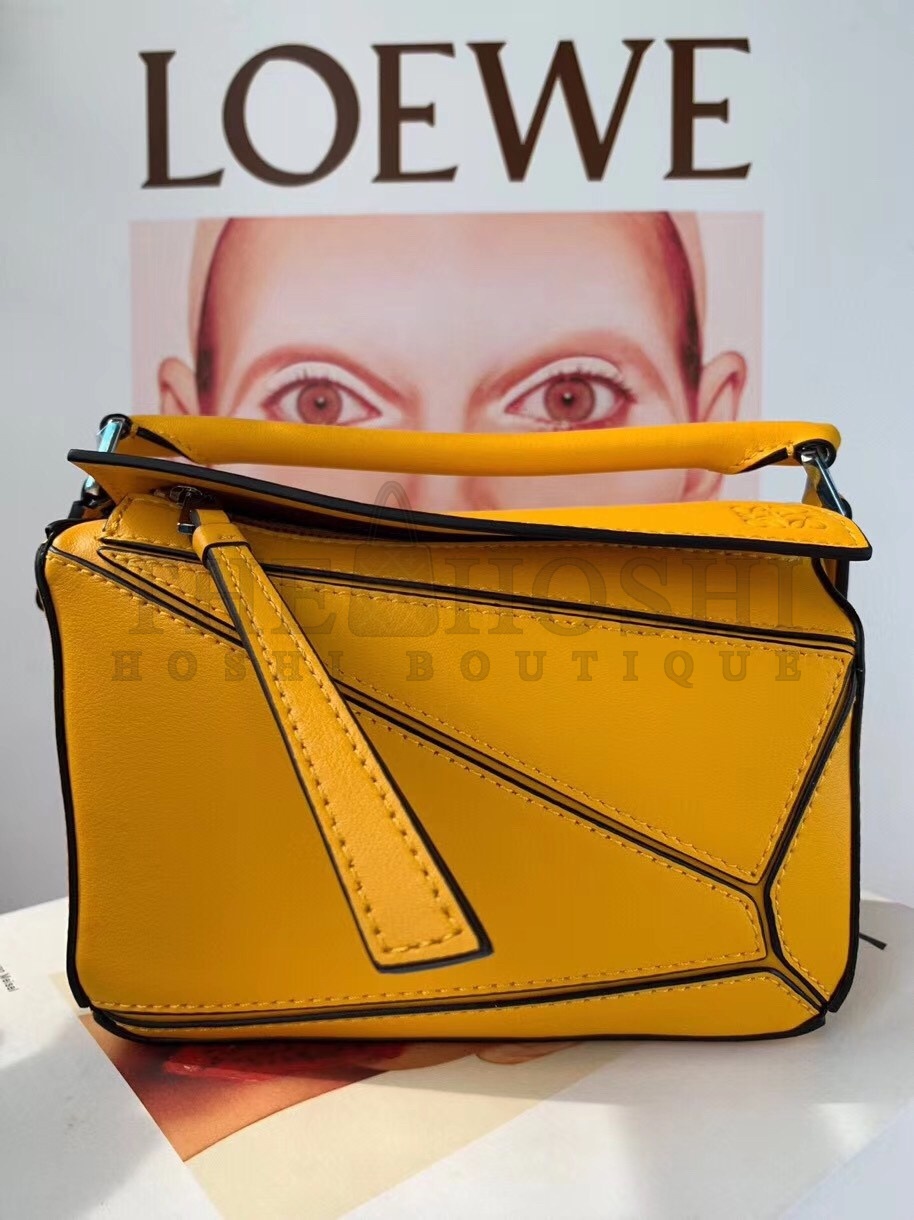 L0ew* Mini Puzzle Bag In Yellow Calfskin Leather Master Quality