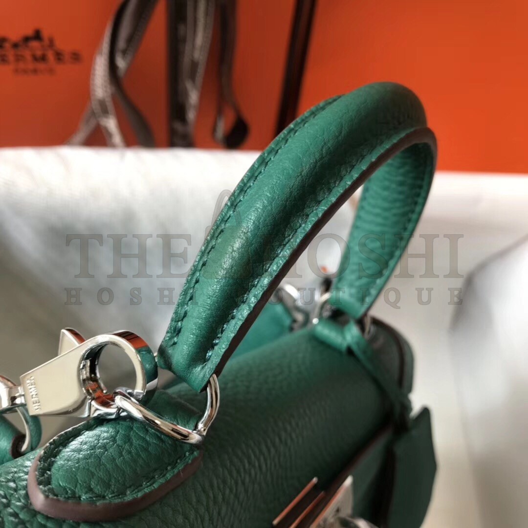 H**me5 Mini Kelly 20cm Bag In Malachite Clemence Leather Master Quality