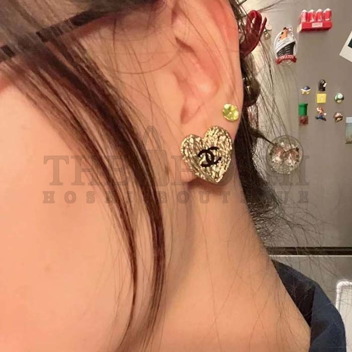 Ch**el Women CC Pendant Earrings Black Metal Strass Gold Crystal Master Quality