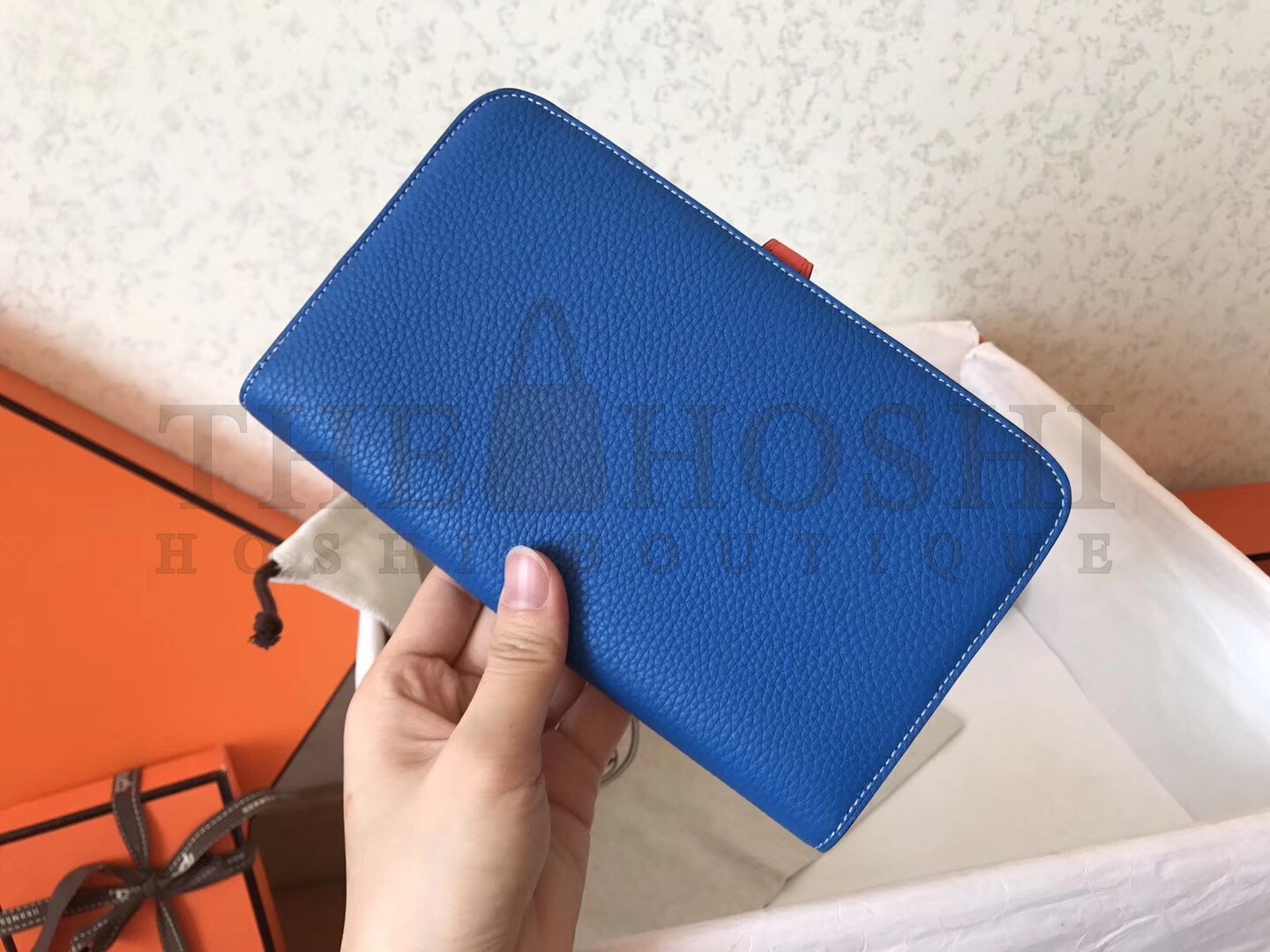 H**me5 Bicolor Dogon Duo Wallet In Blue/Piment Leather Master Quality