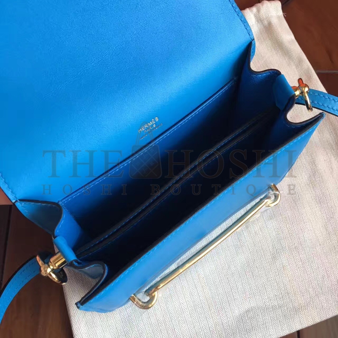 H**me5 Mini Sac Roulis Bag In Blue Hydra Swift Leather Master Quality