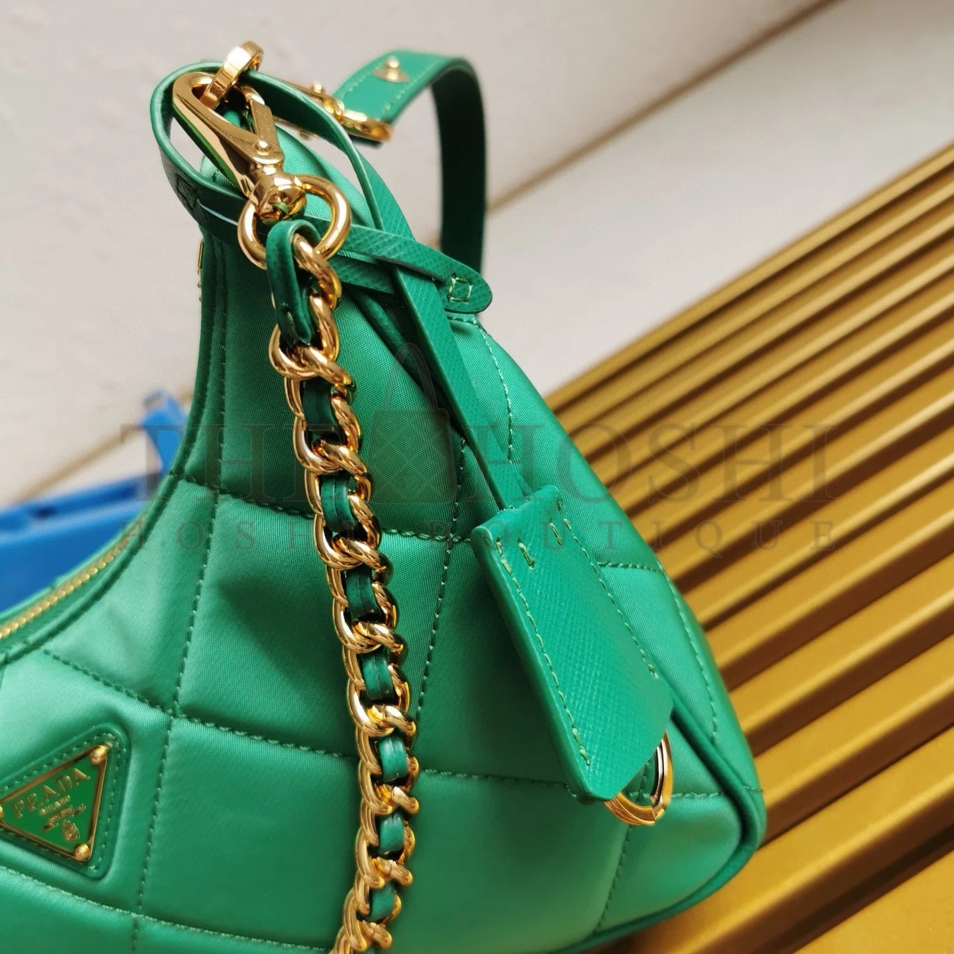 Pra*a Re-Edition 1995 Chaine Mini Bag in Green Re-Nylon Master Quality
