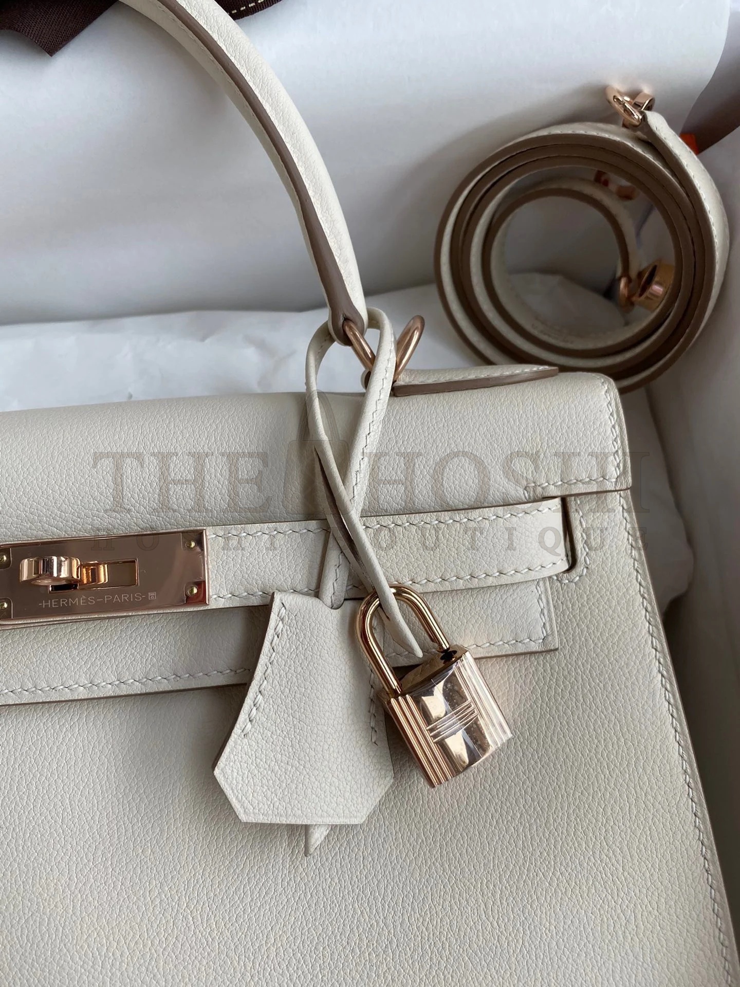 H**me5 Kelly Sellier 28 Handmade Bag In Craie Evercolor Calfskin Master Quality