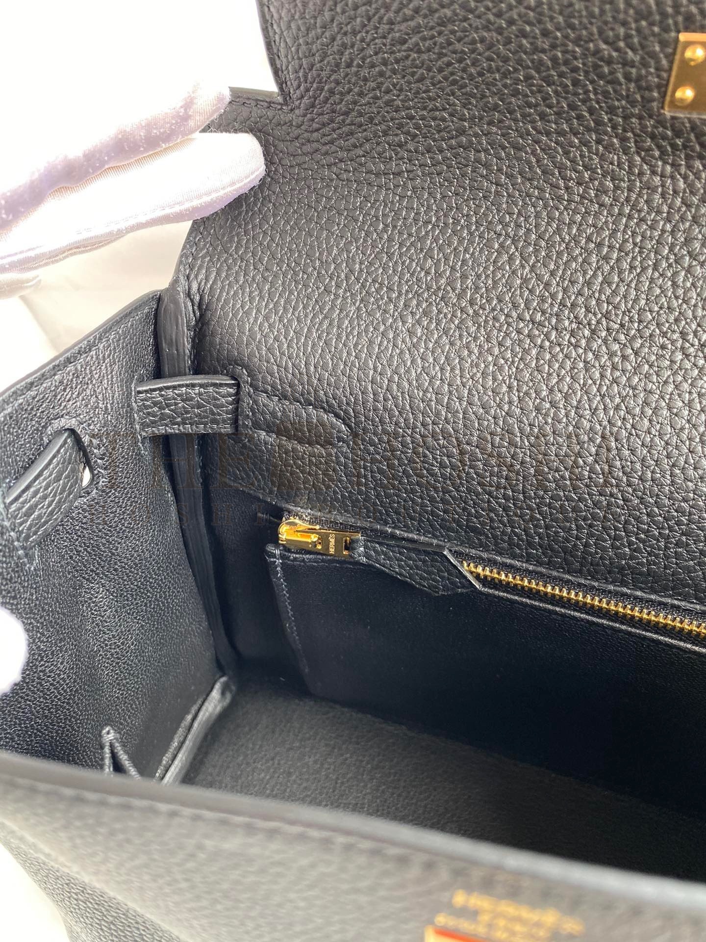 H**me5 Kelly Retourne 25 Handmade Bag In Black Clemence Leather Master Quality