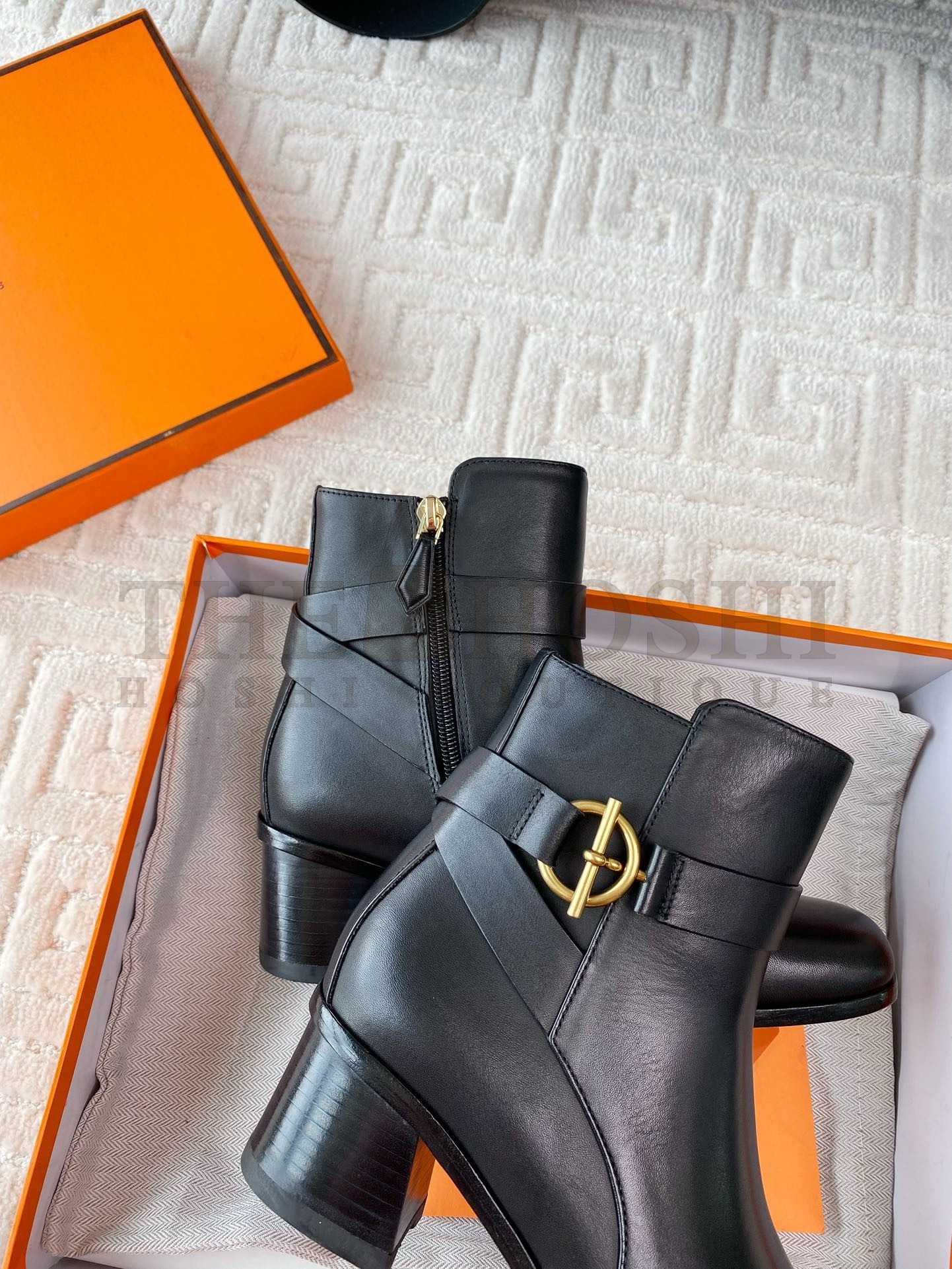 H**me5 Jill 60 Ankle Boots in Black Calfskin Master Quality