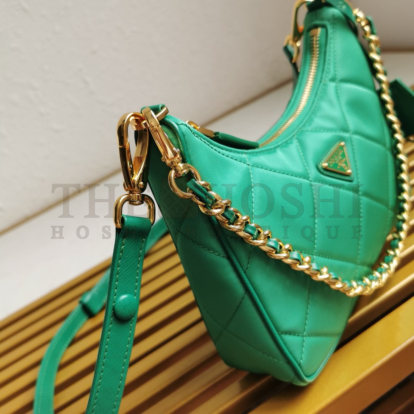 Pra*a Re-Edition 1995 Chaine Mini Bag in Green Re-Nylon Master Quality
