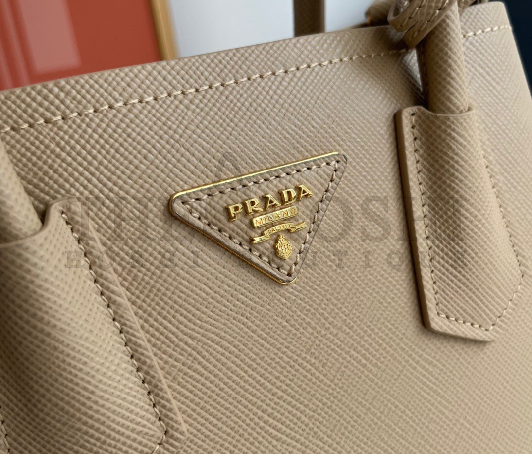 Pra*a Double Mini Bag In Beige Saffiano Leather Master Quality