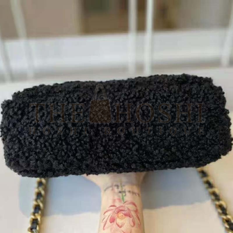 Ch**el Women Ch**el 19 Large Flap Bag Tweed Gold-Silver-Tone &amp; Ruthenium-Finish Metal Black Master Quality