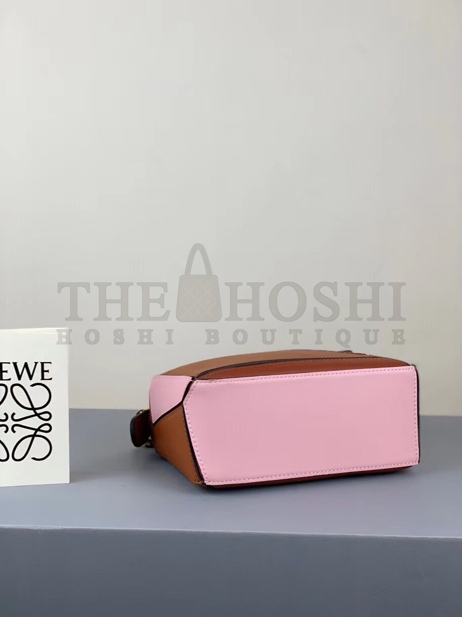 L0ew* Mini Puzzle Bag In Brown/Camel/Pink Calfskin Master Quality