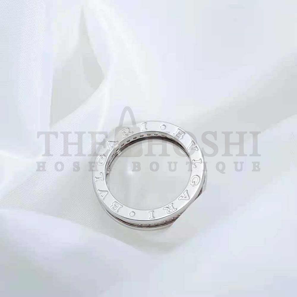 Bv1g*ai Women B.zero1 One-Band Ring in 18 KT White Gold Set with Pave D1am0nds on the Spiral Master Quality