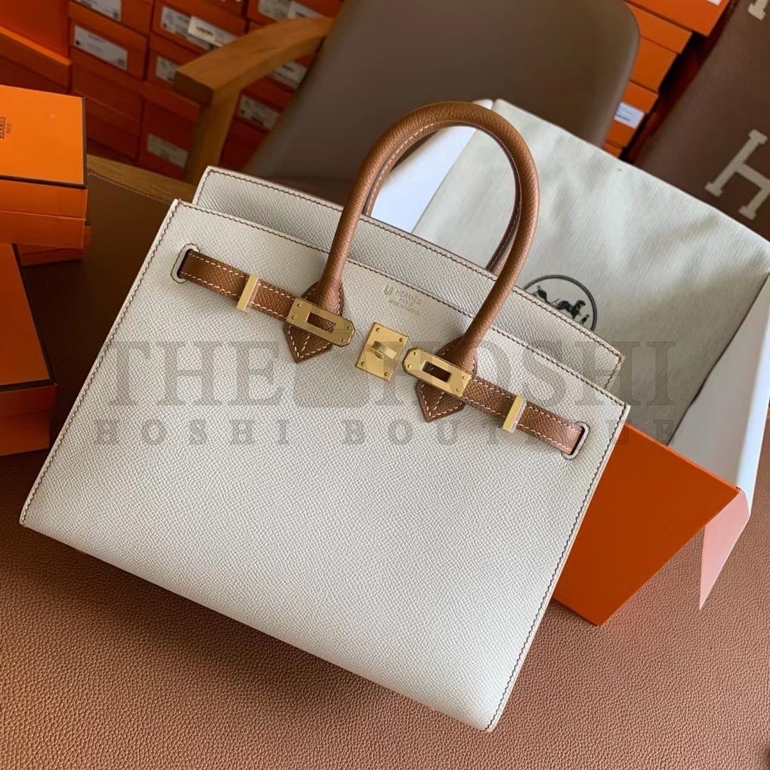 H**me5 HSS Birkin 25 Sellier Bag in Craie and Gold Epsom Calfskin Master Quality