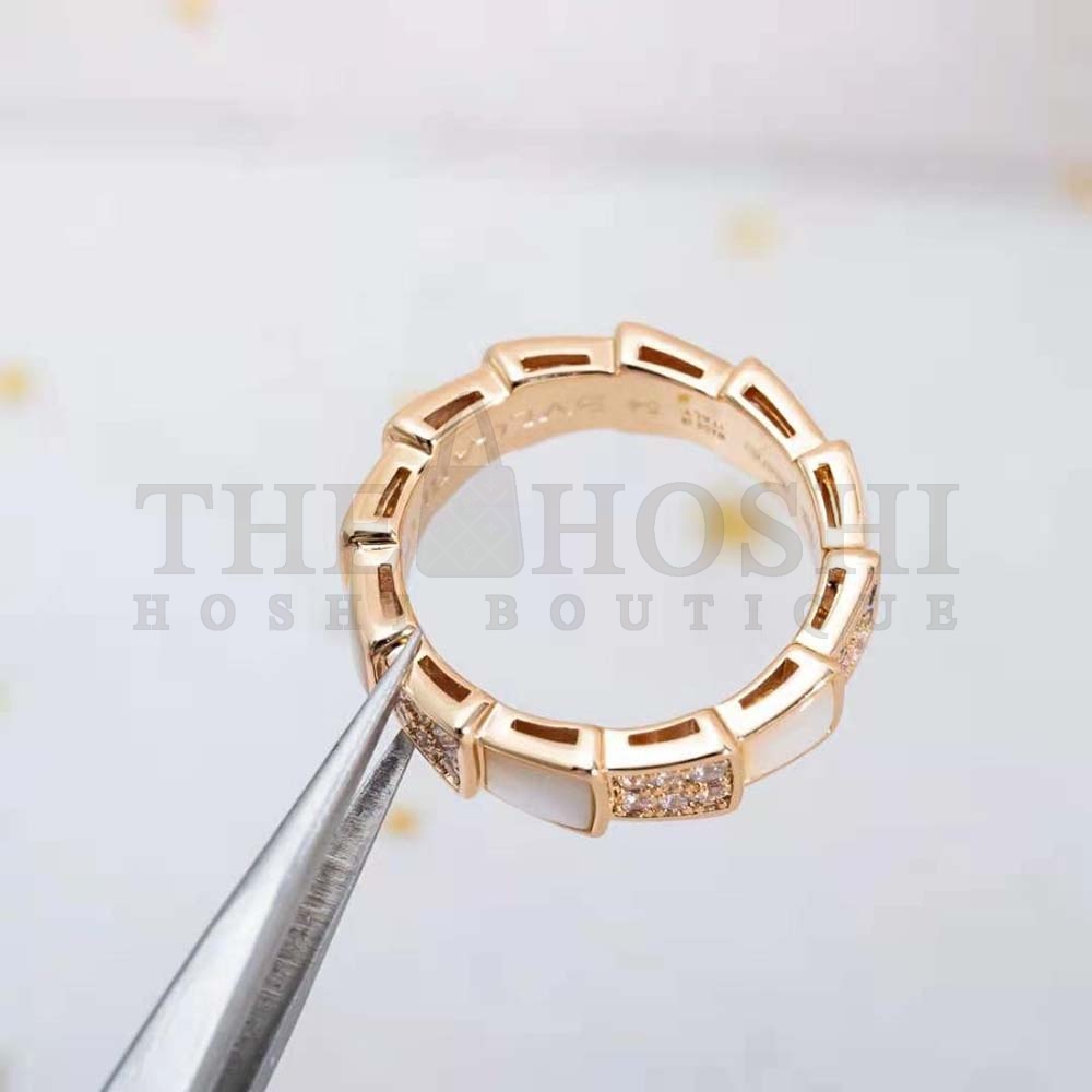 Bv1g*ai Women Serpenti Viper Band Ring in 18 KT Rose Gold-White Master Quality