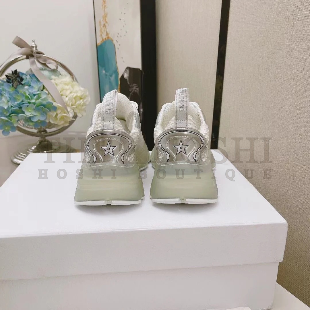 D10r Vibe Sneakers In White Mesh and Silver Leather Master Quality