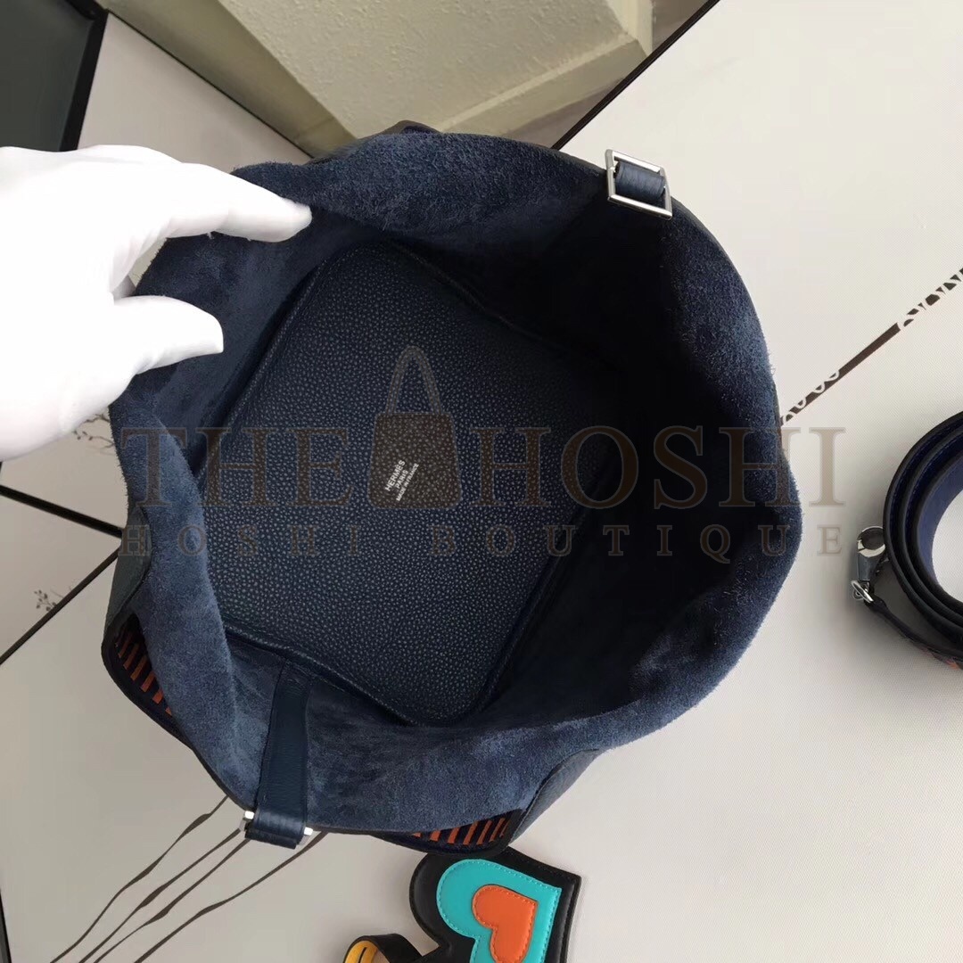 H**me5 Navy Picotin Lock 22cm Braided Handle Bag Master Quality