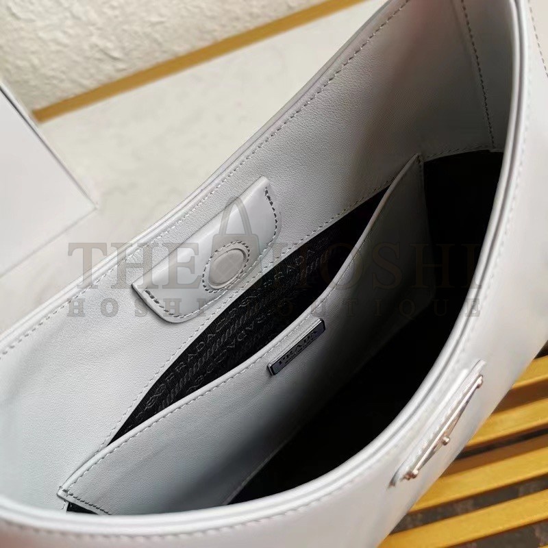 Pra*a Cleo Shoulder Large Bag In Blue Brushed Leather Master Quality