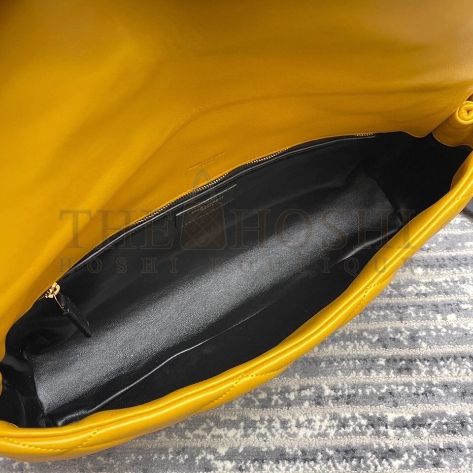 Sa1nt Lau*nt Sade Puffer Envelope Clutch In Yellow Lambskin Master Quality