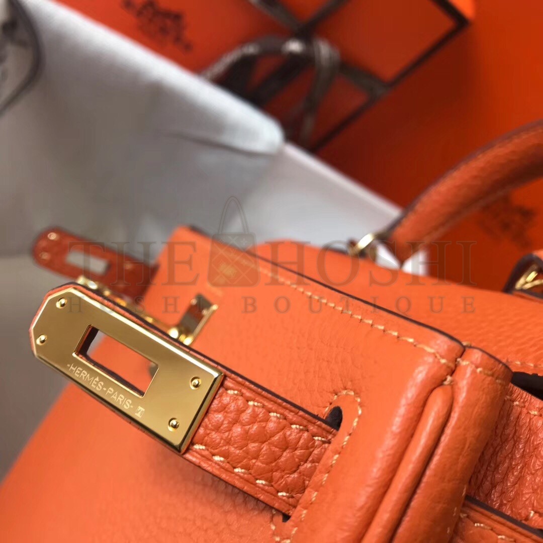 H**me5 Mini Kelly 20cm Bag In Orange Clemence Leather Master Quality