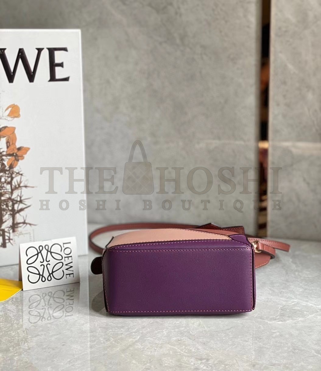 L0ew* Puzzle Mini Bag In Purple/Caramel/Blossom Calfskin Master Quality