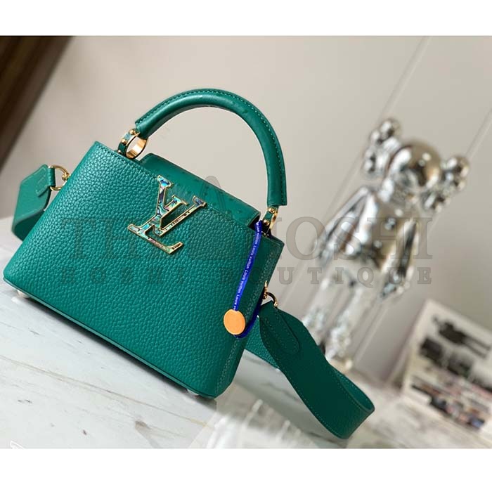 L0vis Vvtt0n LV Women Capucines Mini Handbag Emerald Green Mint Taurillon Master Quality