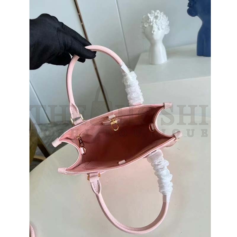 L0vis Vvtt0n LV Women OnTheGo PM Tote Bag Pink Sprayed Embossed Grained Cowhide Master Quality