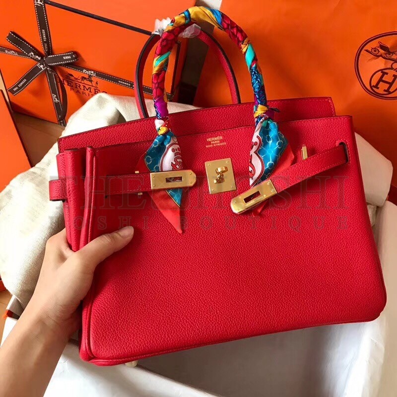 H**me5 Red Birkin 30cm Clemence Handmade Bag Master Quality