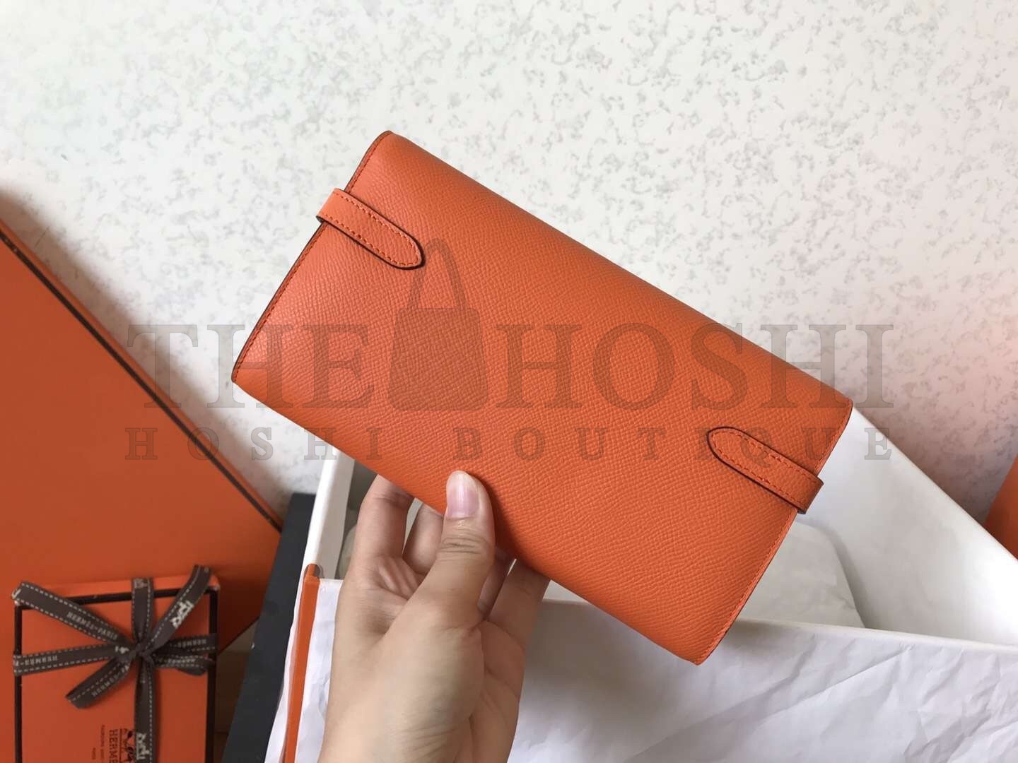 H**me5 Kelly Classic Long Wallet In Orange Epsom Leather Master Quality