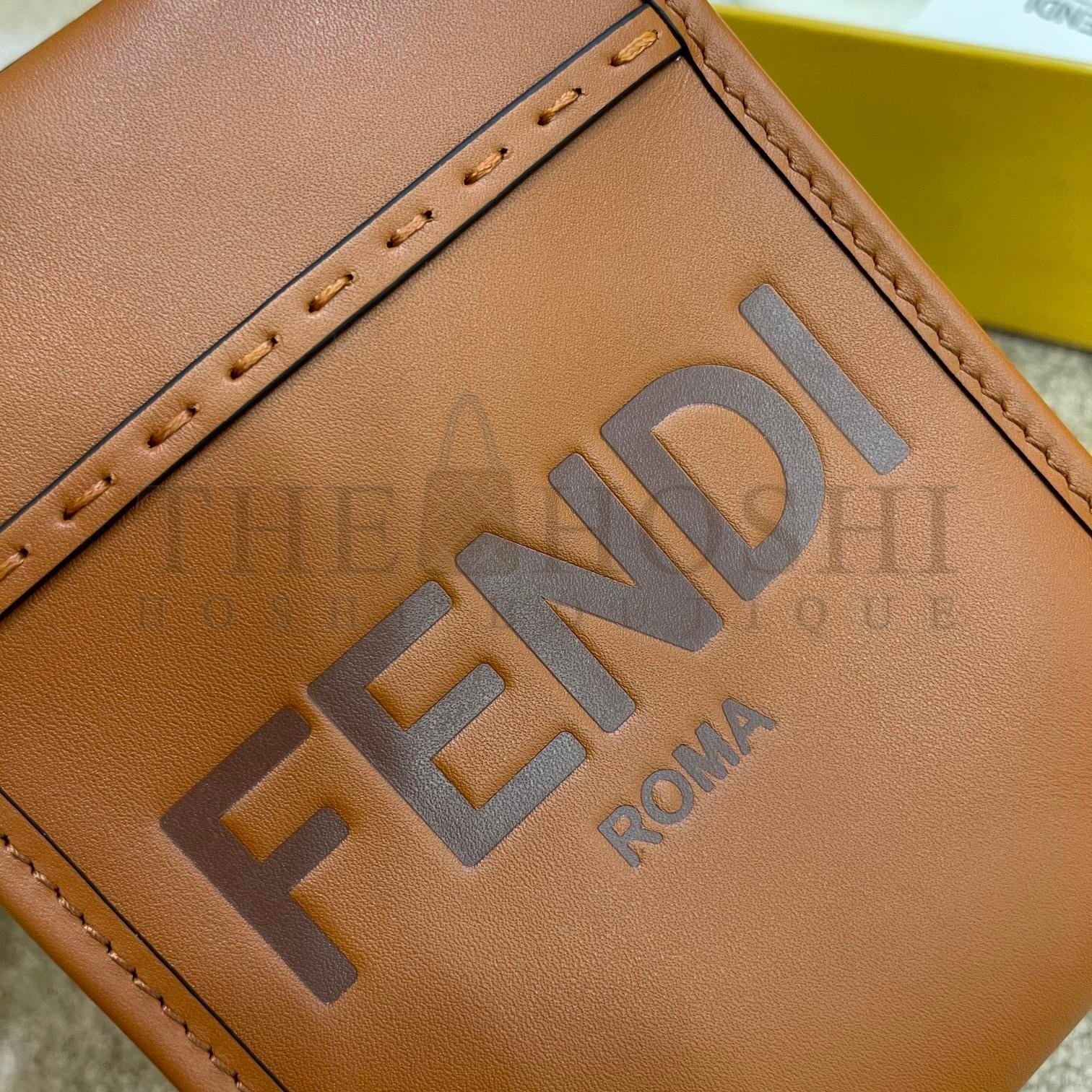 F**di Mini Sunshine Shopper Bag In Brown Leather Master Quality