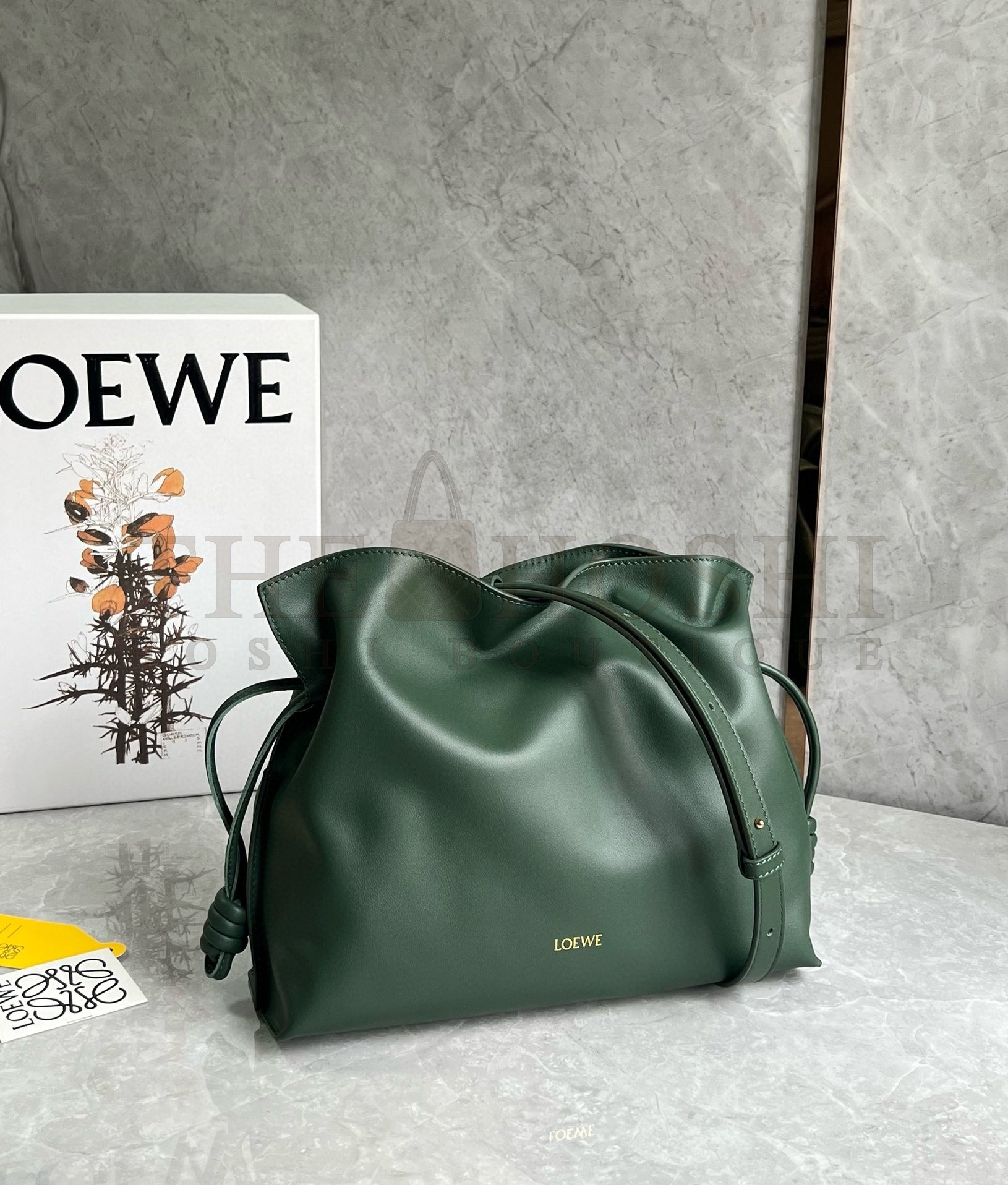 L0ew* Flamenco Clutch Bag in Bottle Green Nappa Calfskin Master Quality