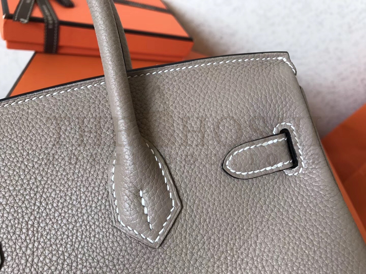 H**me5 Grey Birkin 25cm Clemence Handmade Bag Master Quality