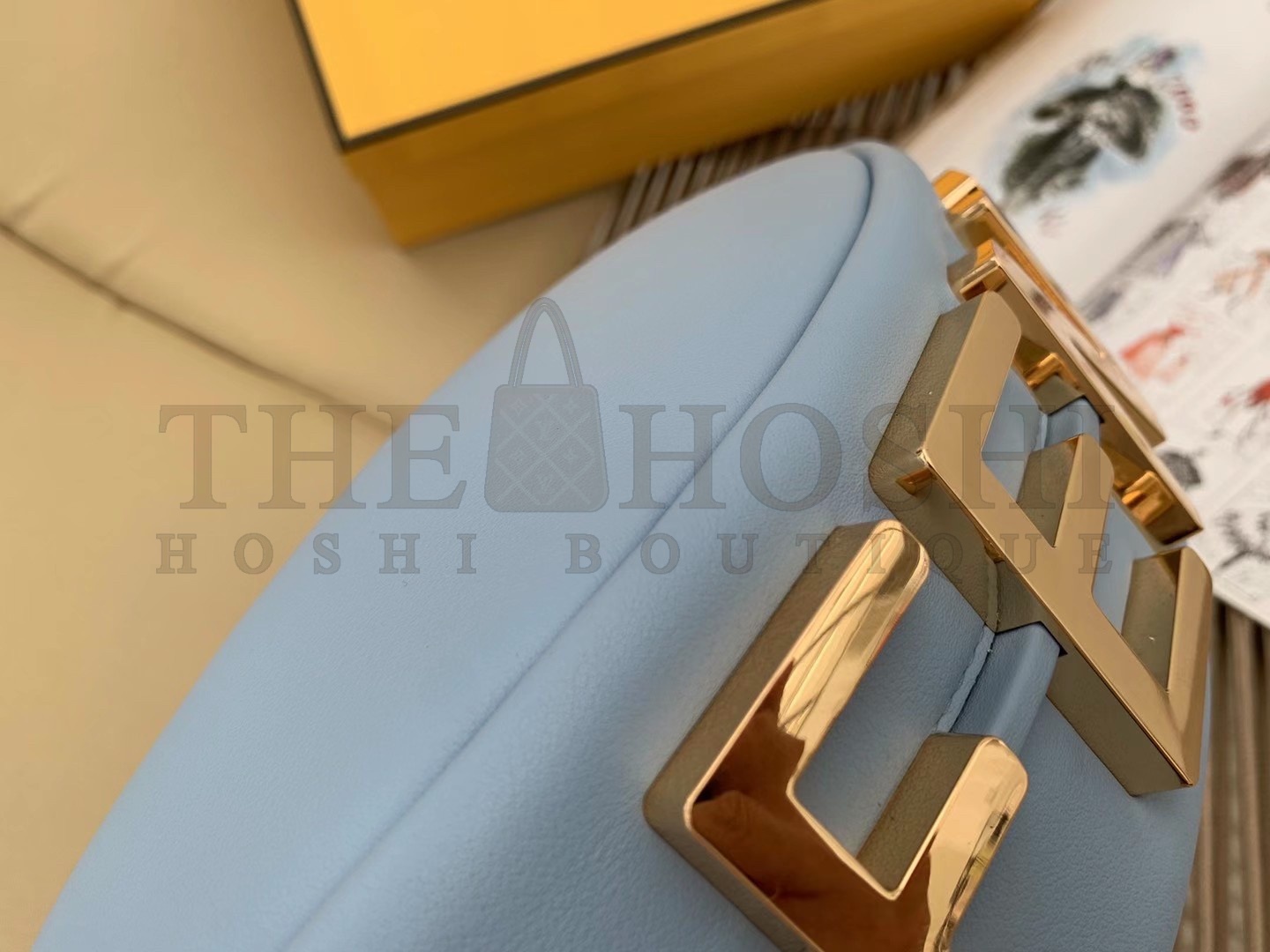 F**di F**digraphy Small Hobo Bag In Light Blue Leather Master Quality